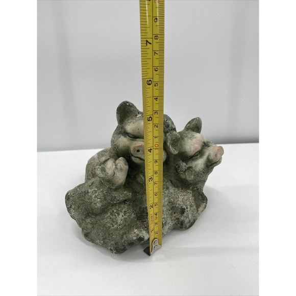 Pig Piglet Dad & Mama Pig W Baby Pig Green Terra Cotta Clay Figurine Yard Art - Picture 5 of 12
